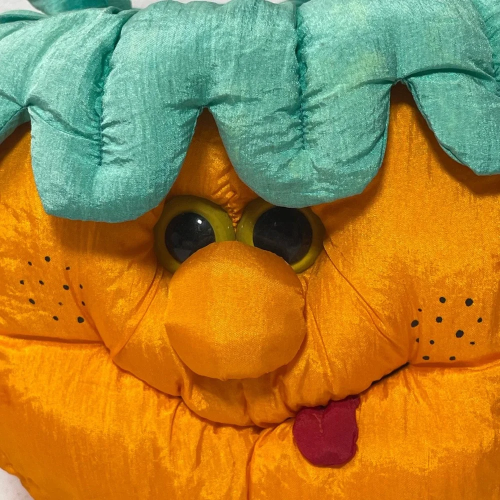 Vintage 90s Halloween Trick or Treat Bucket Plush Pumpkin Whimsical